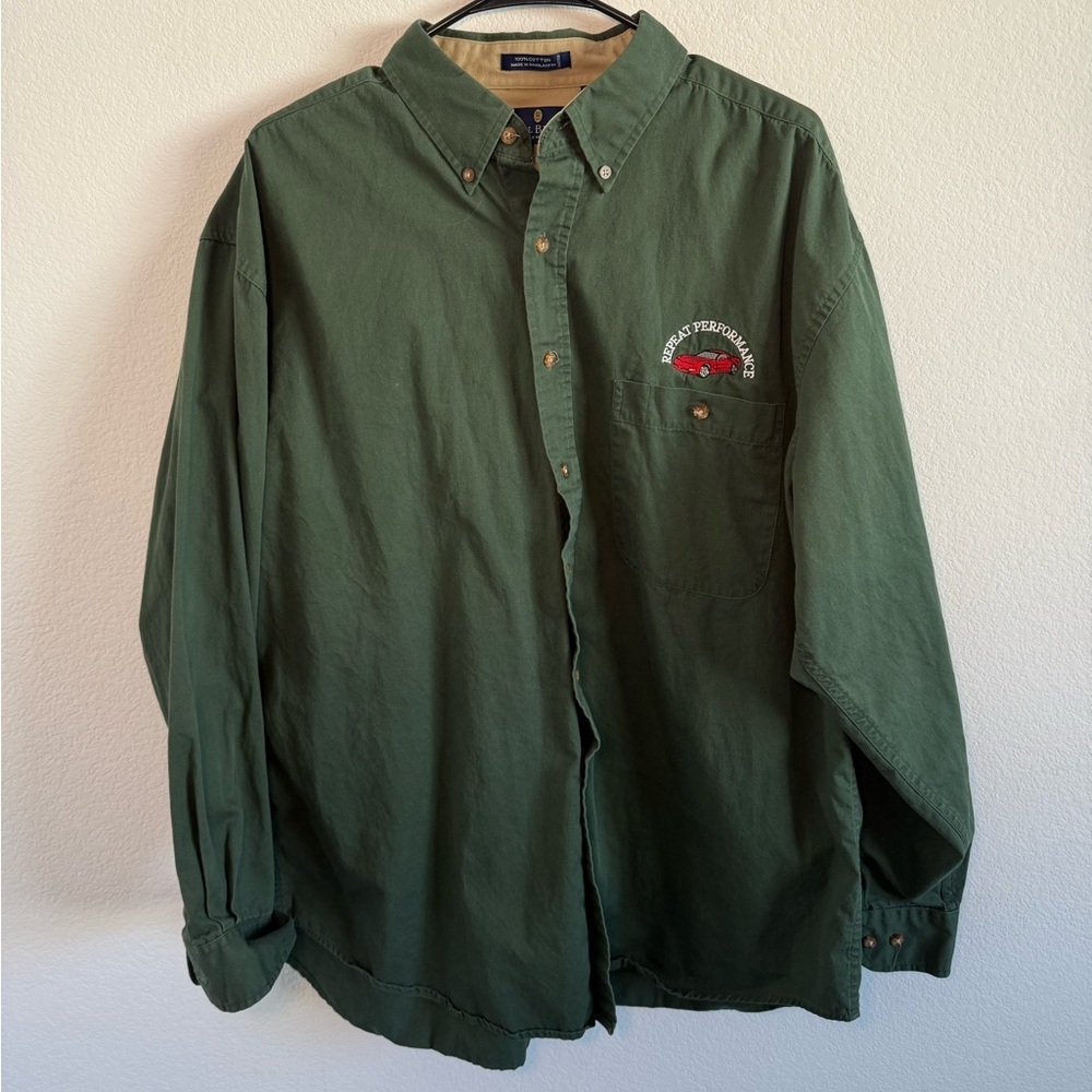 Bill Blass‎ Men’s Vintage Green Repeat Performance Button Down Size XL